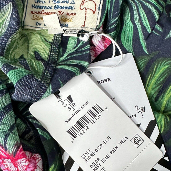 Sandrine Rose High Rise Fern Butterfly Pants Navy Elastic Waist Women Small NWT - Picture 6 of 6